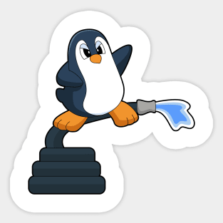 Penguin Firefighter Fire hose Sticker